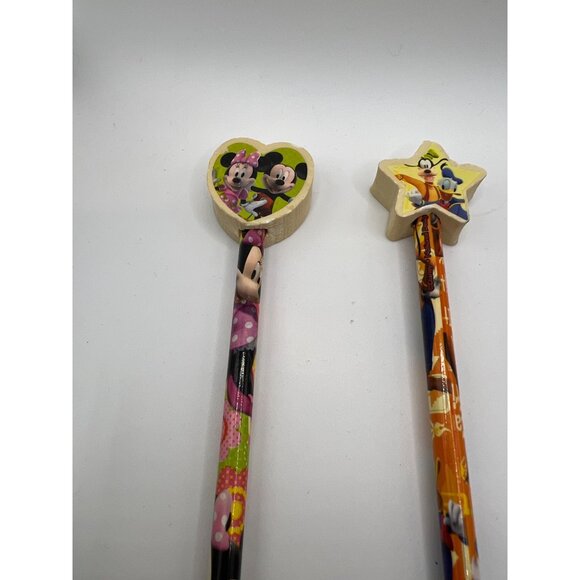 Set Of 3 VTG Disney Pencils W Eraser Toppers Mickey &‎ Minnie Mouse Donald Goofy - Picture 3 of 10